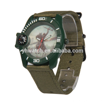 Fashion style compass quartz weaving strap sport watch maker